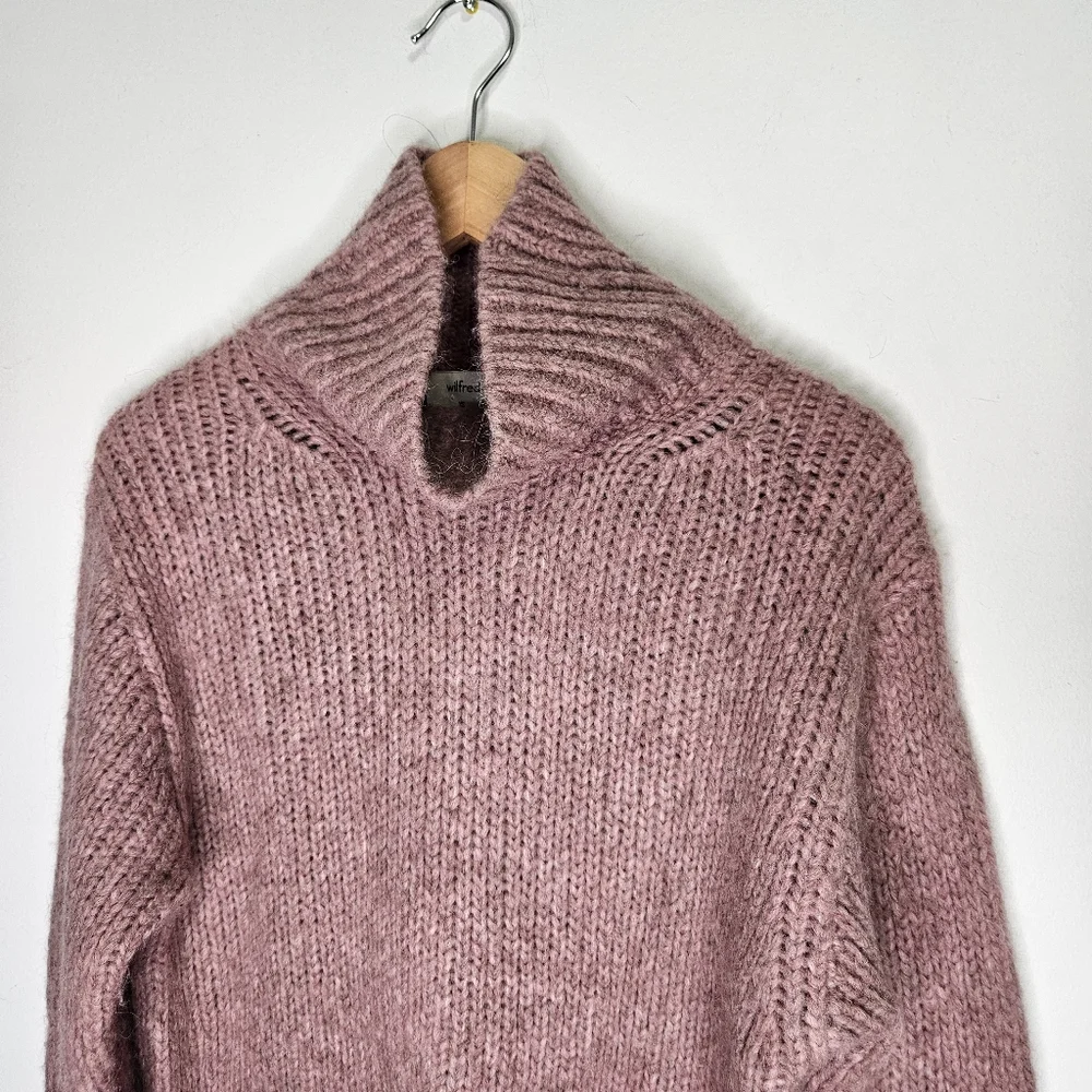 Aritzia Wilfred Alpaca Turtleneck Sweater Sz XS Dusty Pink Chunky knit Oversize - Picture 2 of 9